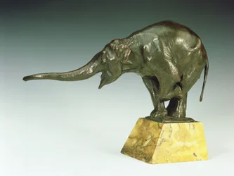 Bettelnder Elefant (Bronze mit Marmorsockel)